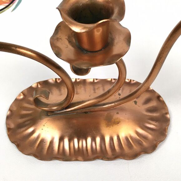 Gregorian Mid Century Copper Double Cup Candle Holder Arts & Craft Style Signed - Picture 5 of 8